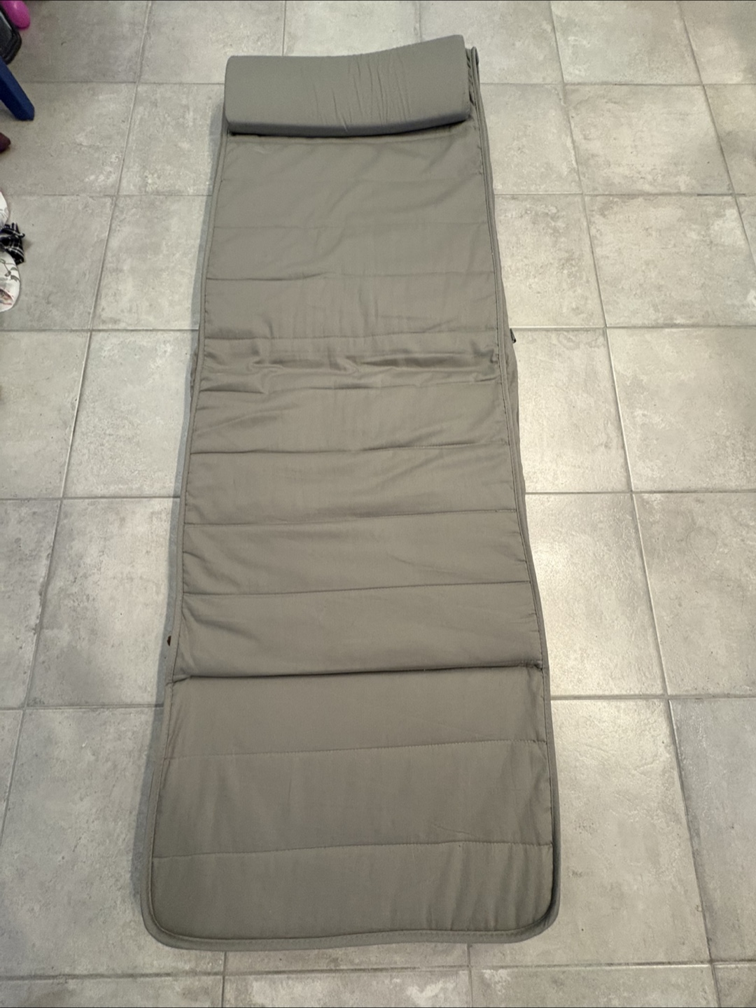 Grey Folding Mattress with Headrest