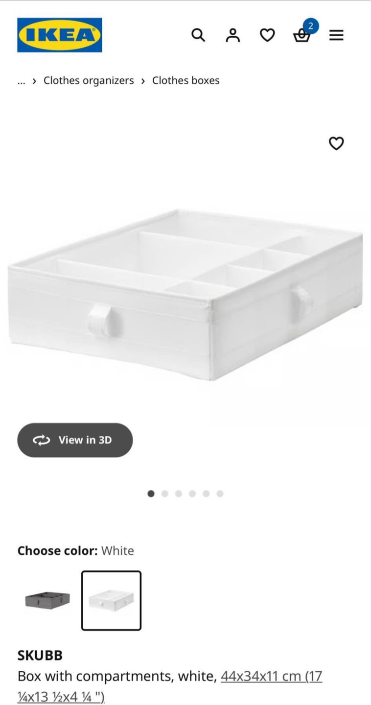 IKEA SKUBB White Organizer and Box - photo 2