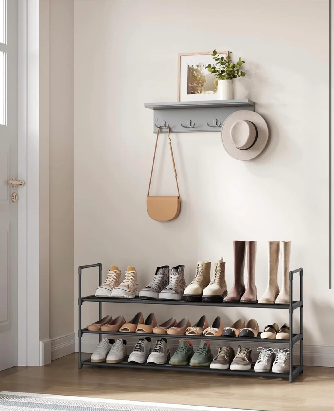 Black Metal 3-Tier Shoe Rack thumbnail