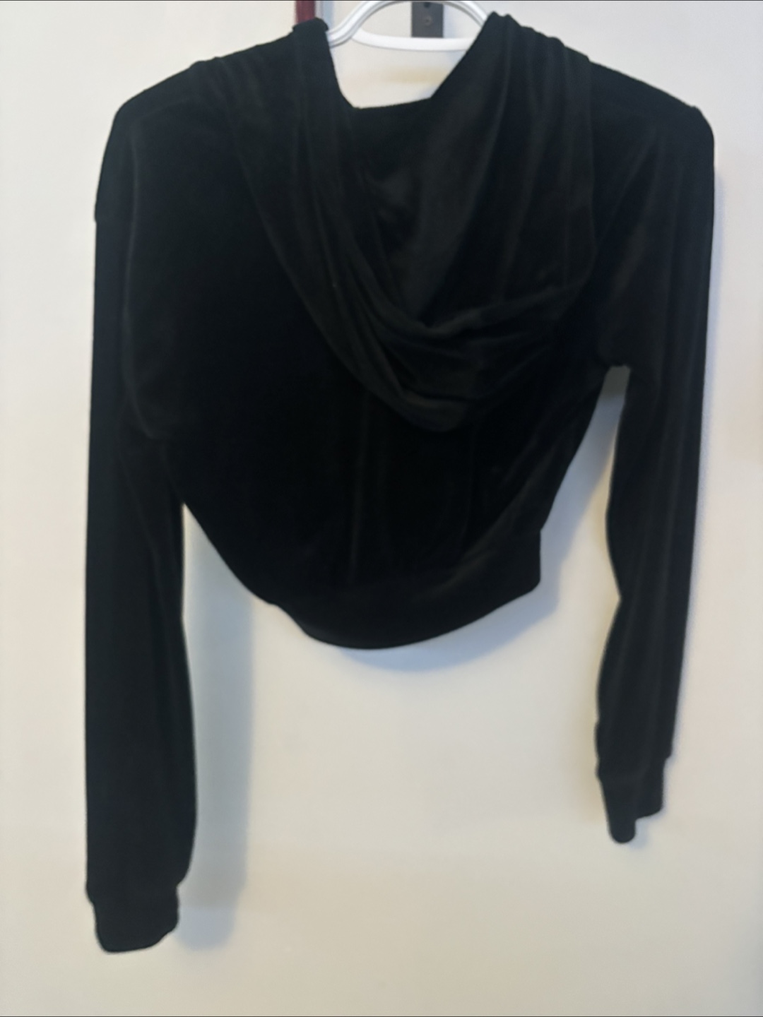 H&M Black Velour Cropped Hoodie - photo 3