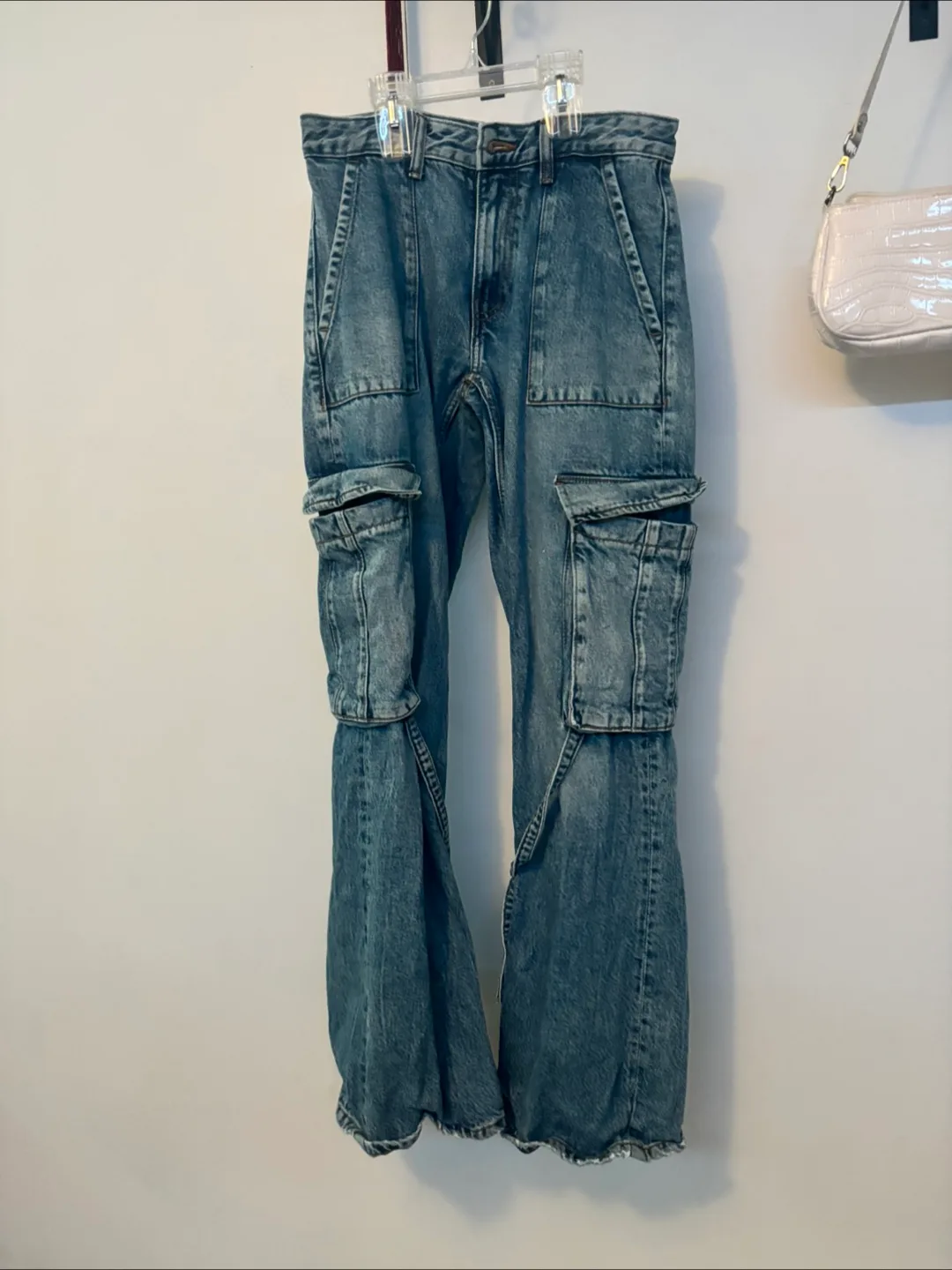 Zara Denim Cargo Pants thumbnail