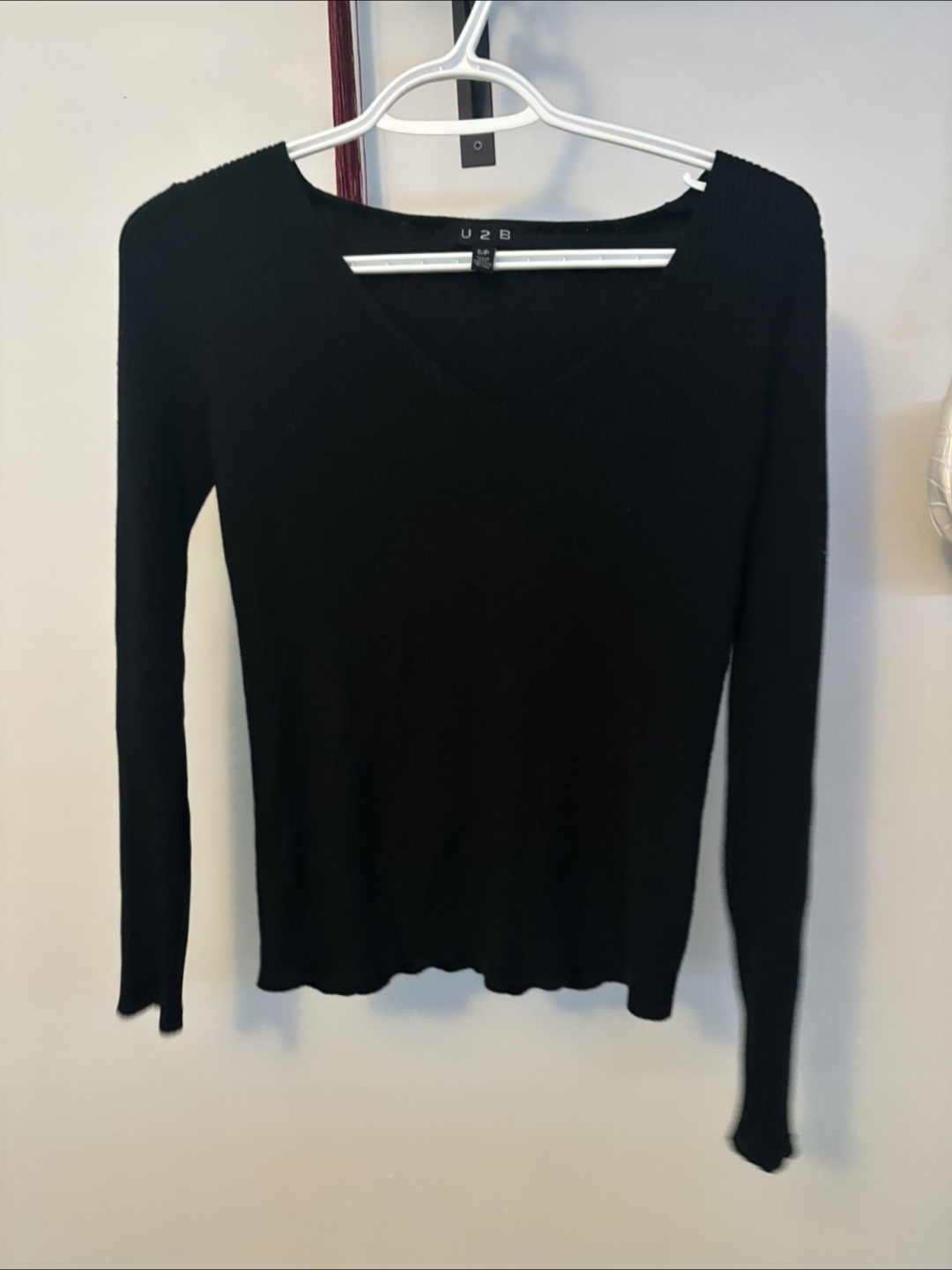 U 2 B Black Long Sleeve Top - Size S