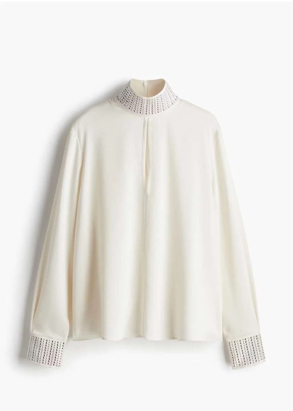 Brand new H&M  Cream Embellished Blouse - Size S thumbnail