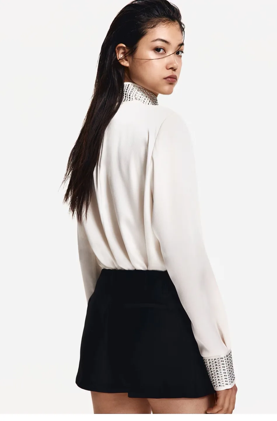 Brand new H&M  Cream Embellished Blouse - Size S image indicator(8)