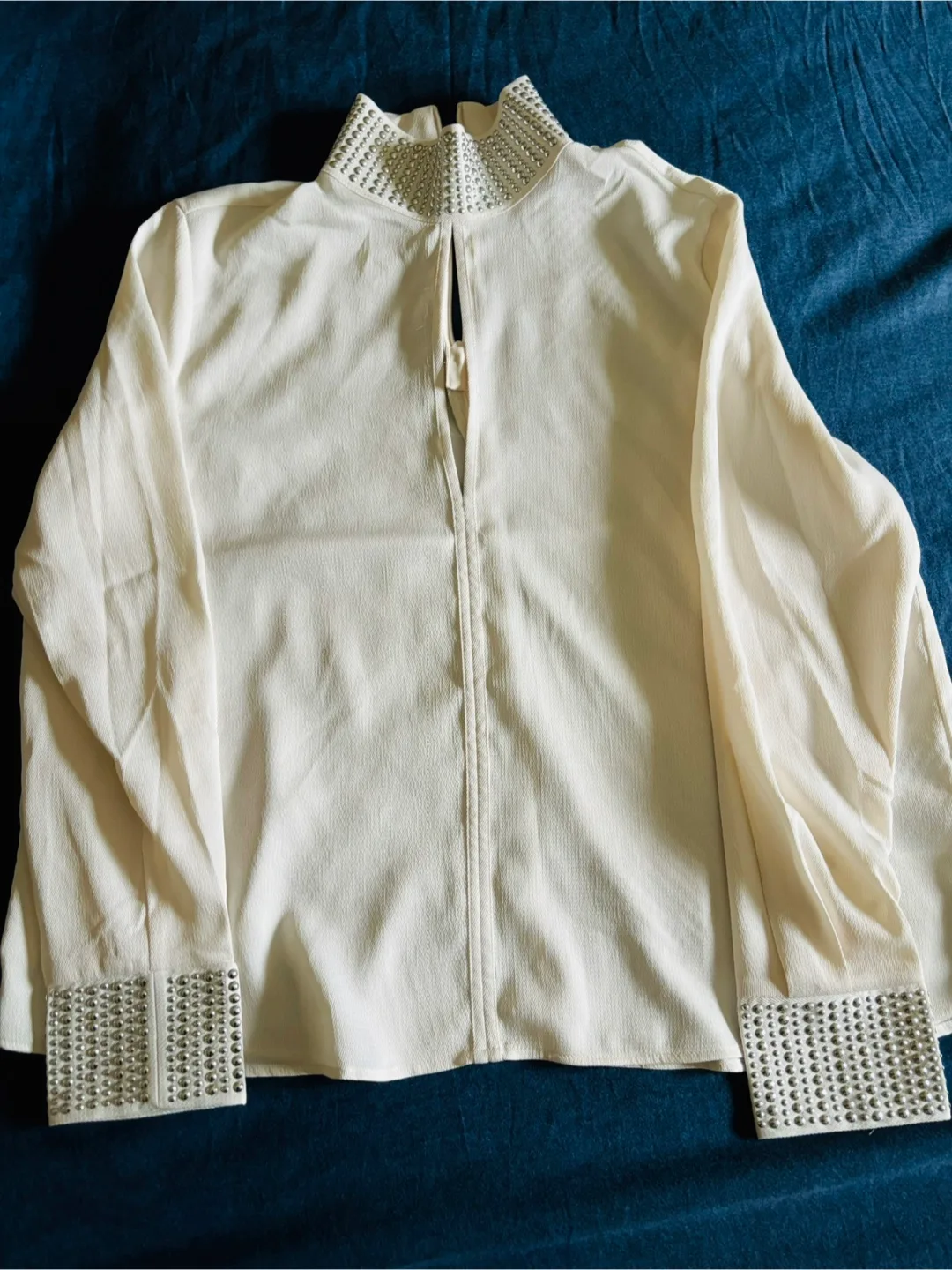 Brand new H&M  Cream Embellished Blouse - Size S image indicator(2)