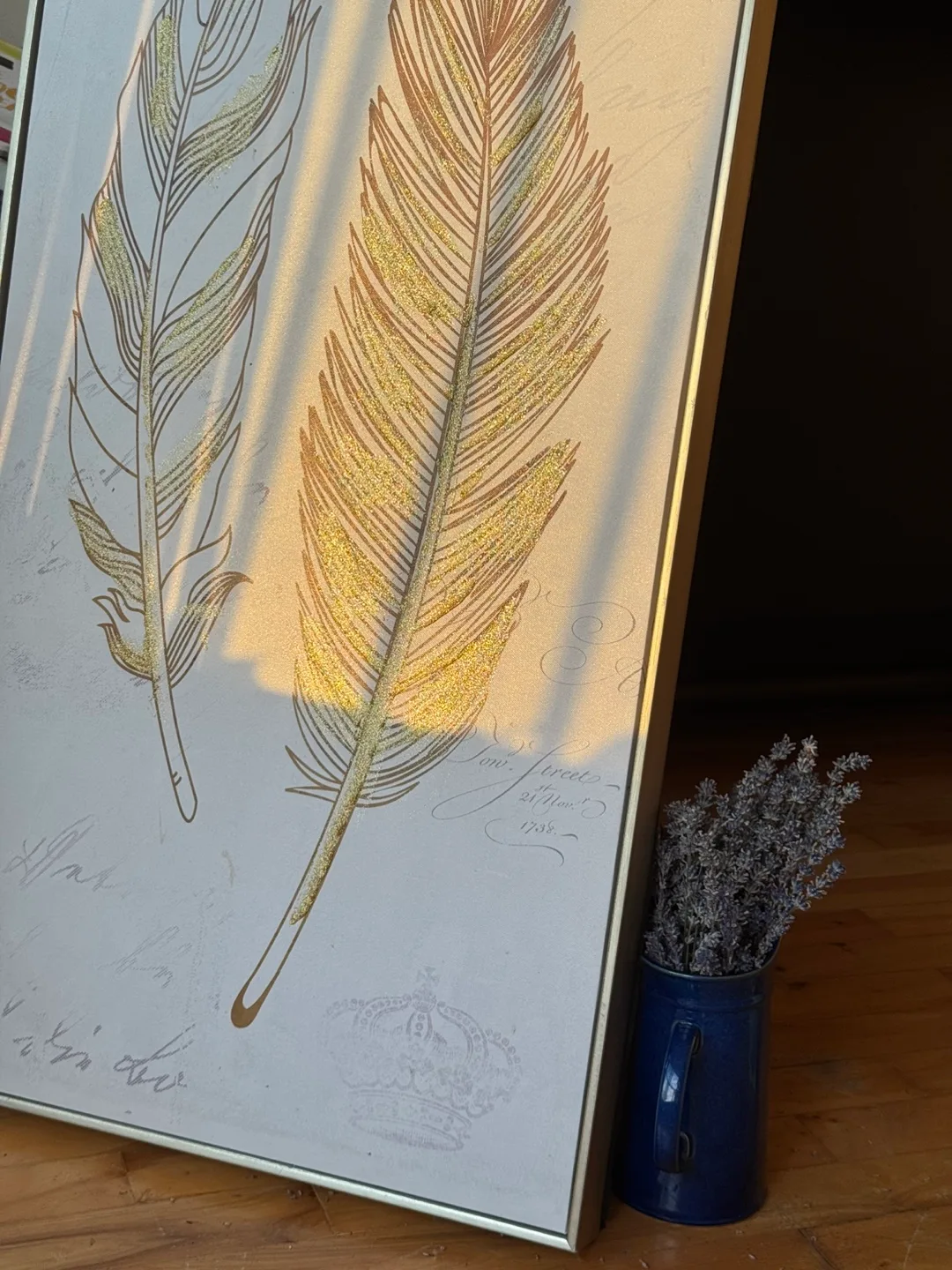 Feather Wall Art with Gold Frame thumbnail