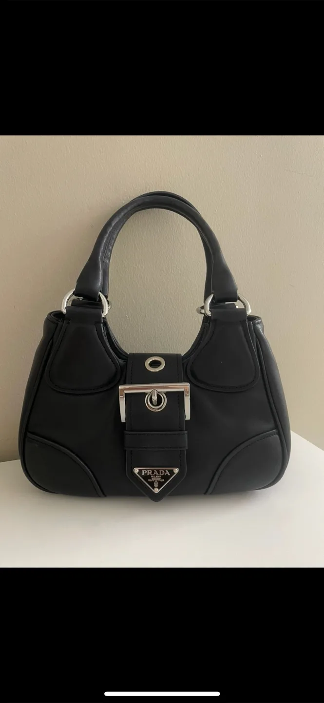 Authentic Prada Black Leather Mini Hobo Bag thumbnail