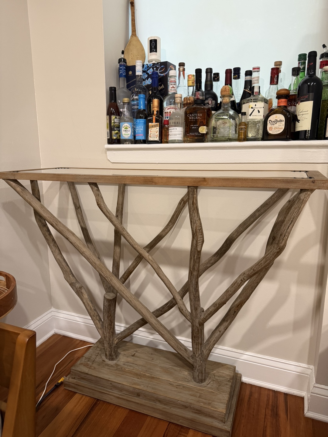 Rustic Wood & Glass Side Table
