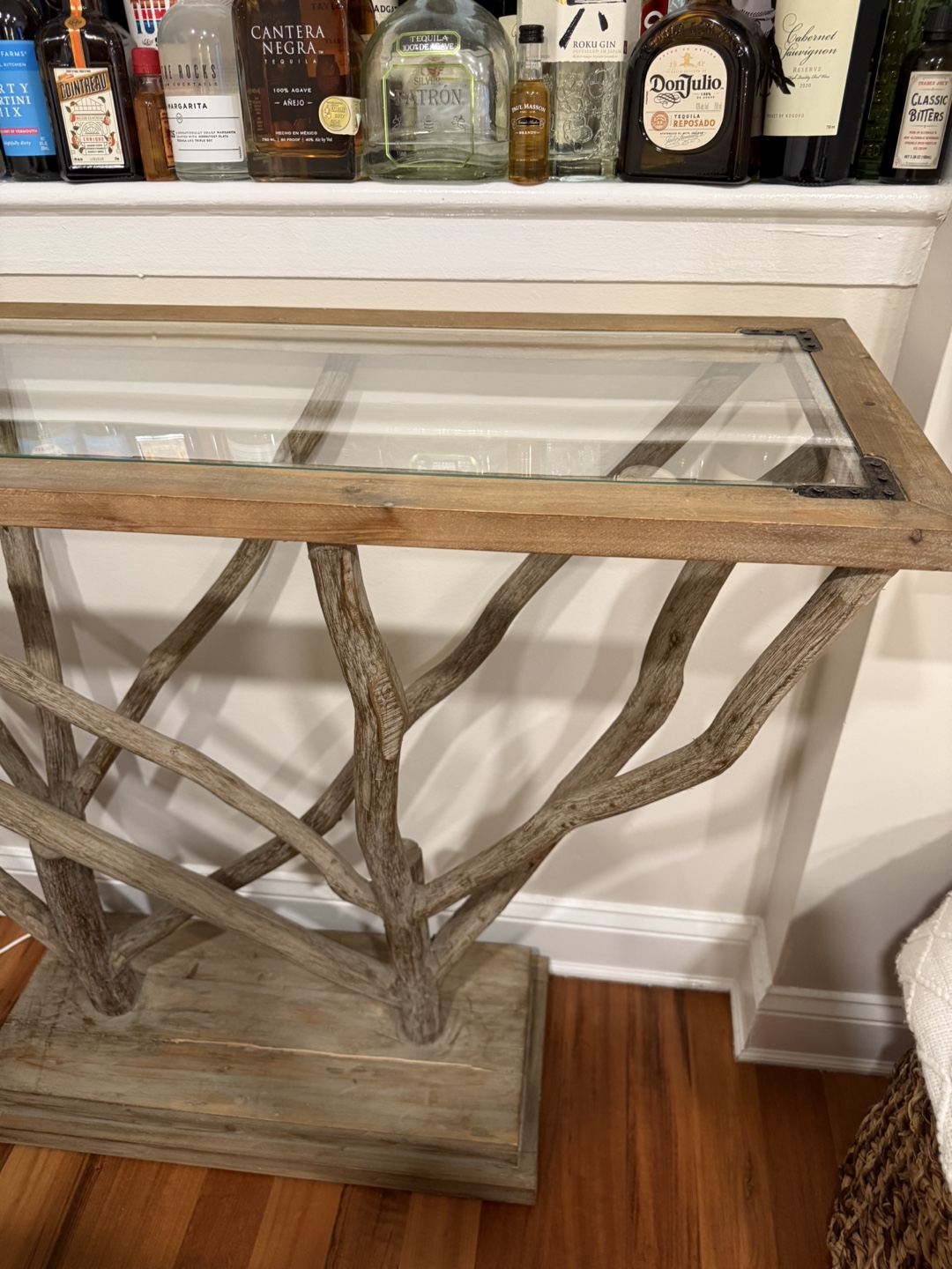 Rustic Wood & Glass Side Table - photo 4