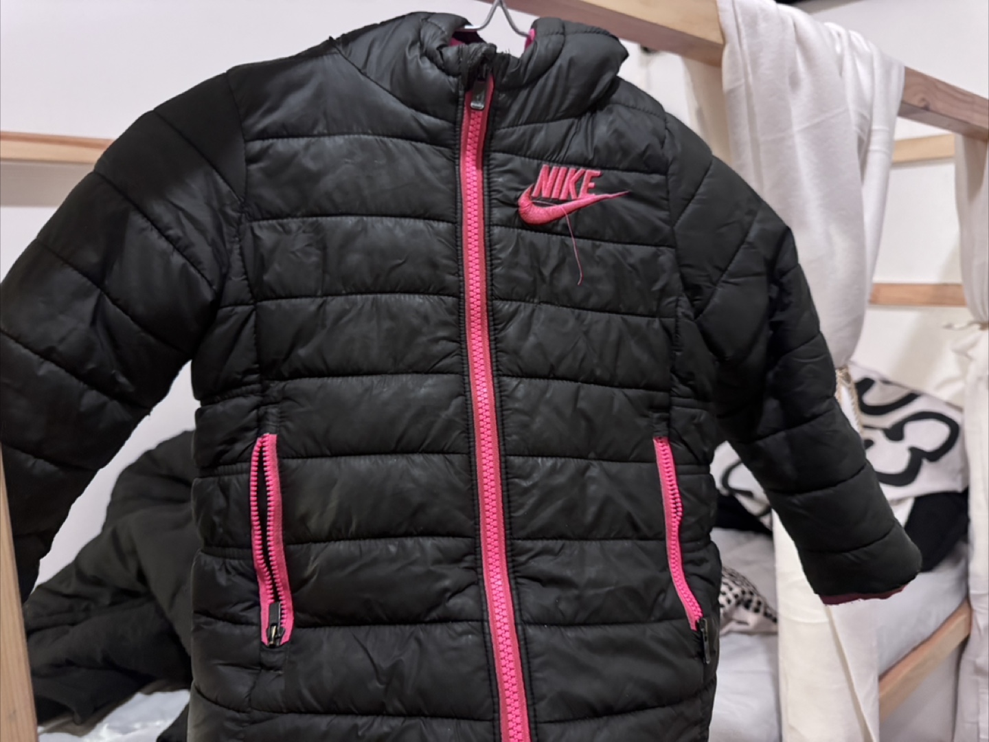 Nike Puffer Jacket - Black with Pink Accents