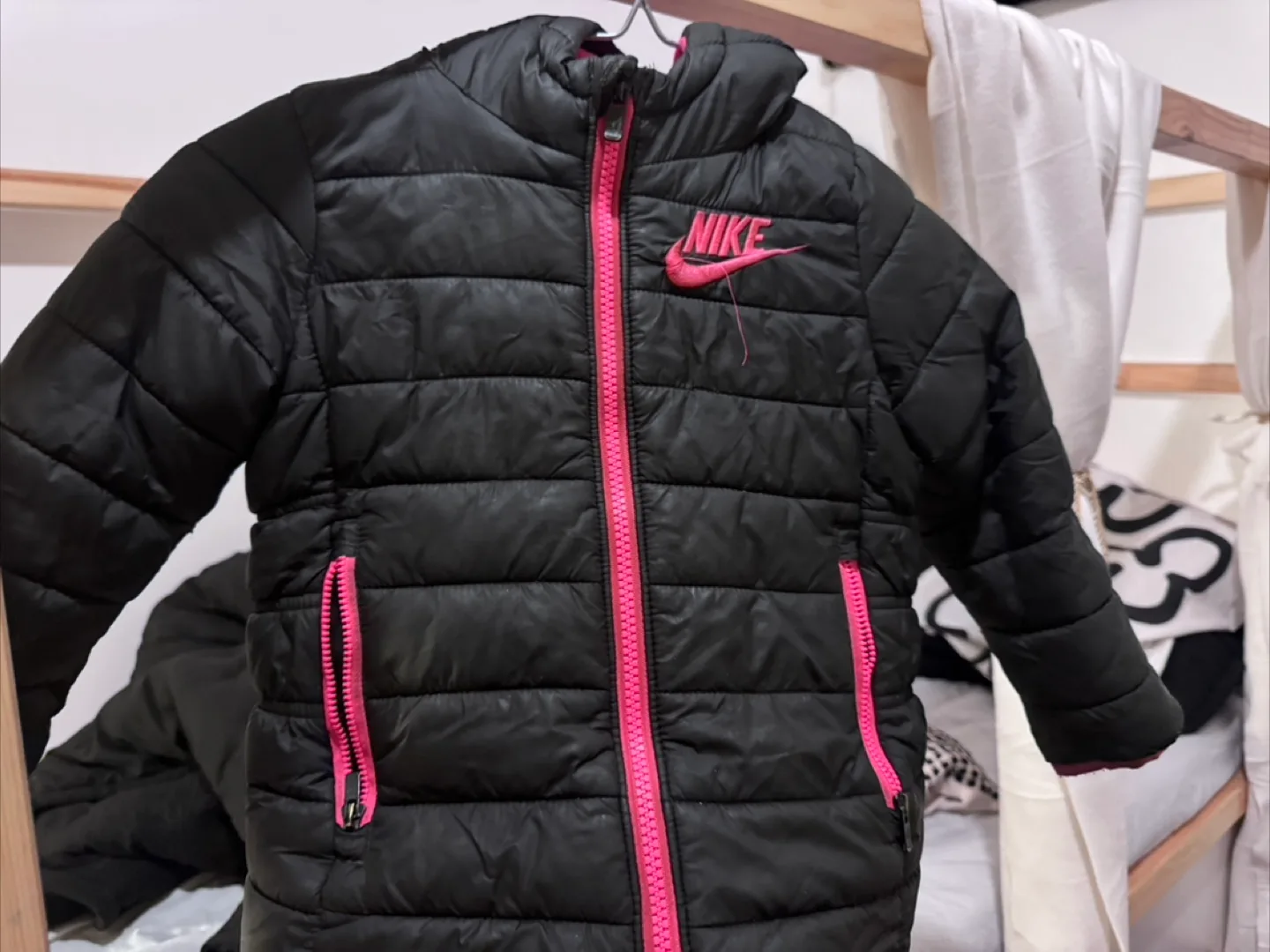 Nike Puffer Jacket - Black with Pink Accents thumbnail
