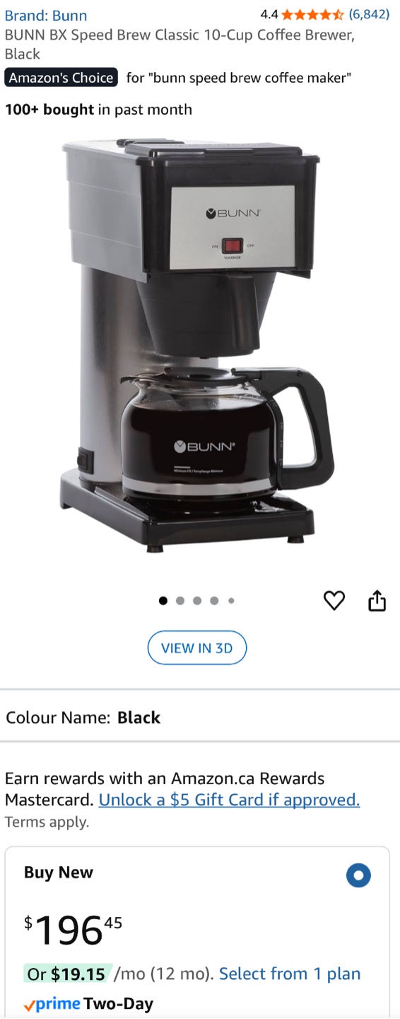 BUNN BX Speed Brew Classic 10-Cup Coffee Maker