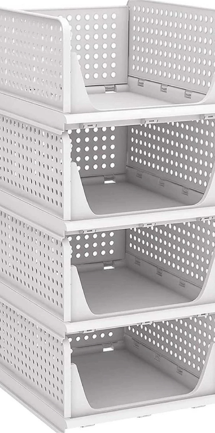 4-Pack Stackable Closet Organizer Bins - White