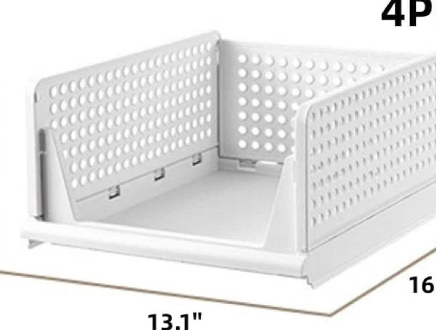 4-Pack Stackable Closet Organizer Bins - White - photo 2