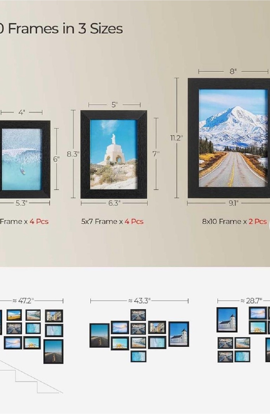 New SANGMUCEN 10 Picture Frames, Black ZXK001H - photo 2