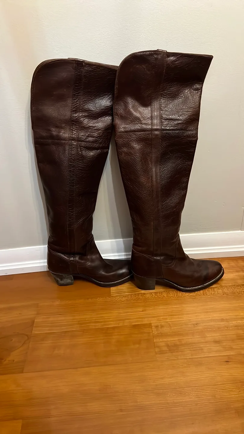 NEW, never worn Frye Brown Leather Over-the-Knee Boots image indicator(2)