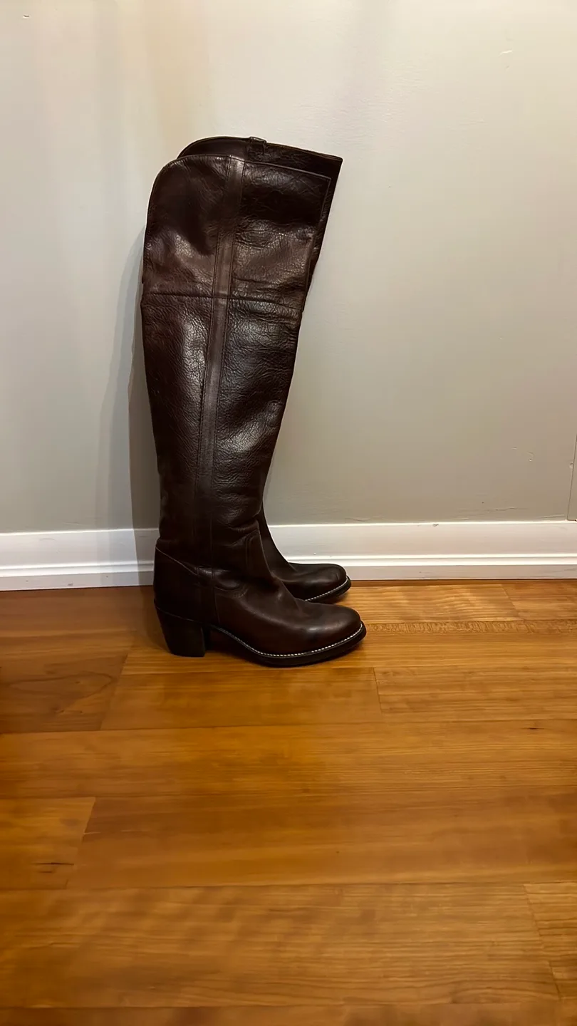 Frye Brown Leather Over-the-Knee Boots thumbnail