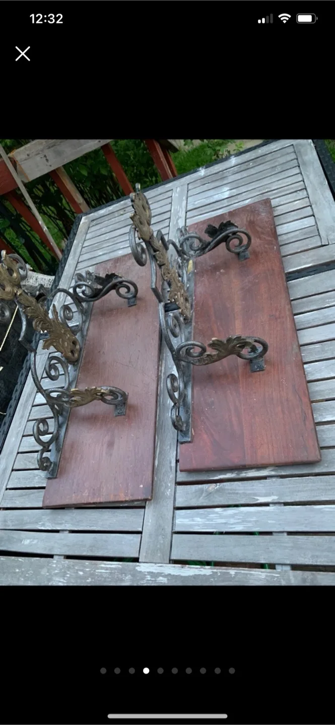 2 Piece Antique Dark wood Shelves and Horse Books Stand image indicator(4)