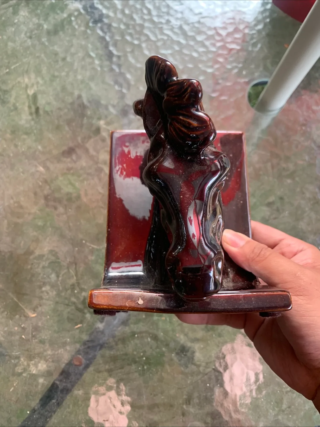 2 Piece Antique Dark wood Shelves and Horse Books Stand image indicator(9)