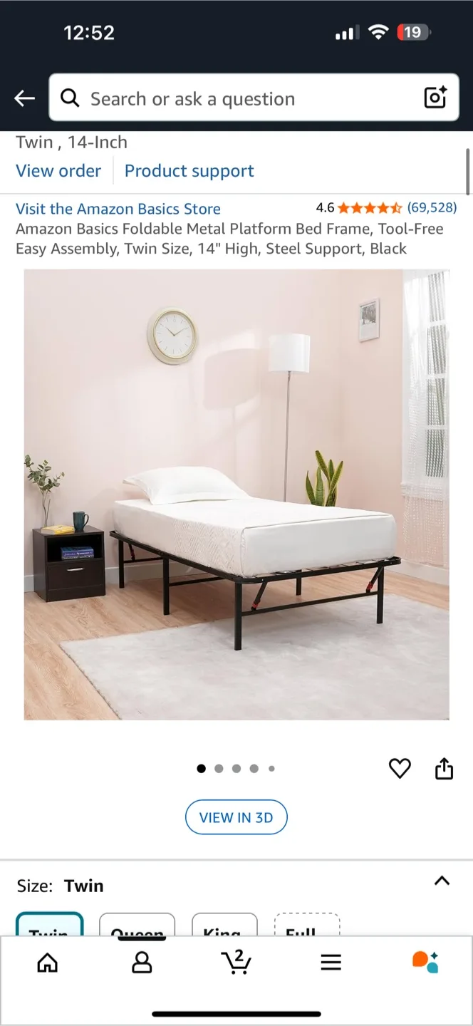Amazon Basics Twin Foldable Metal Bed Frame thumbnail
