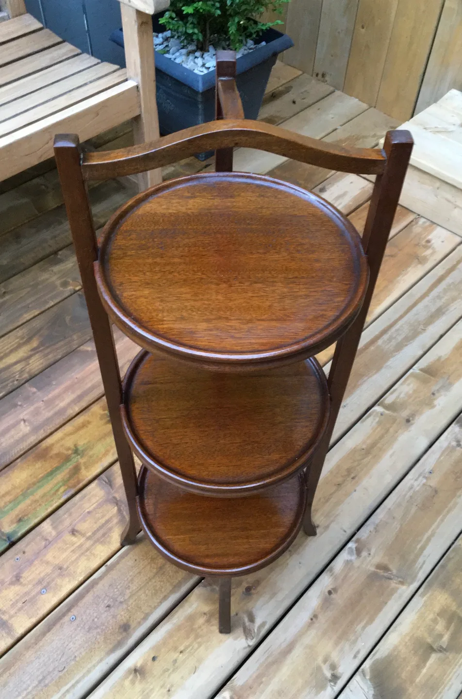 ⭐️ONE Vintage solid mahogany 3 tier stand(Circa 1930’s) image indicator(2)