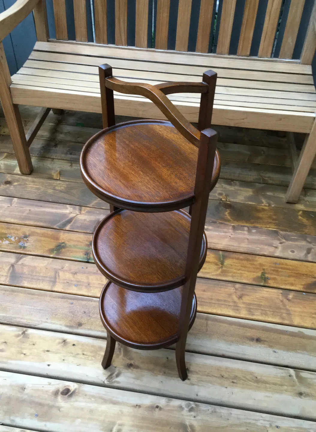 ⭐️ONE Vintage solid mahogany 3 tier stand(Circa 1930’s) image indicator(3)