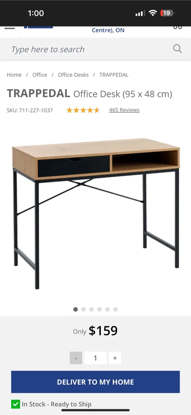 TRAPPEDAL Office Desk (95 x 48 cm) thumbnail