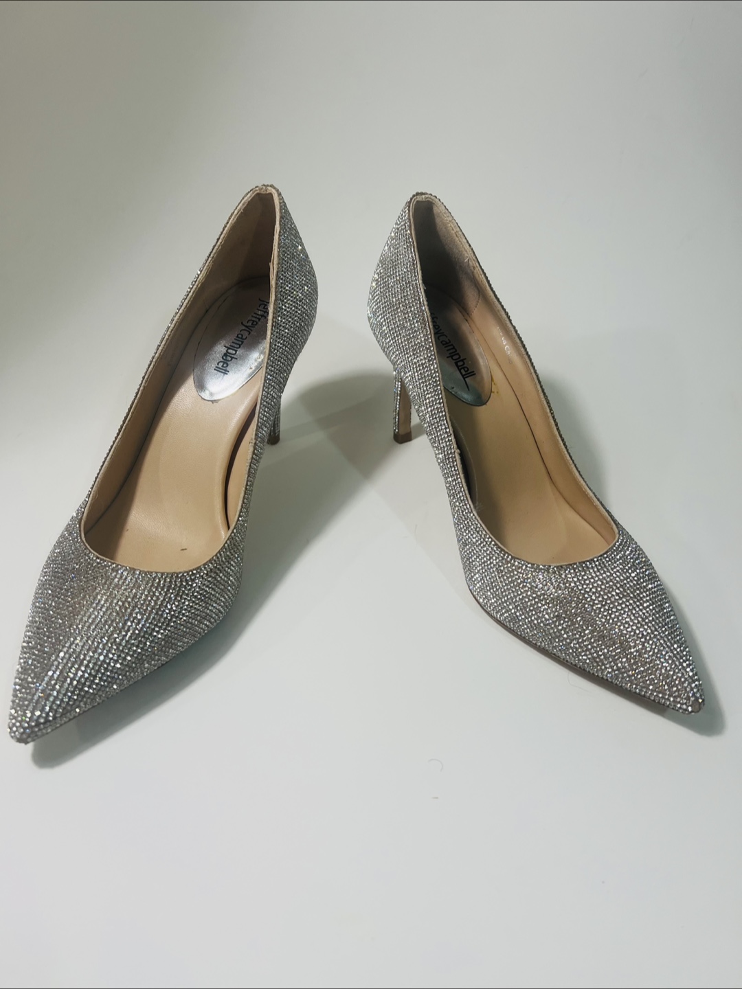 Jeffrey Campbell Silver Rhinestone Heels, Size 7 - photo 3