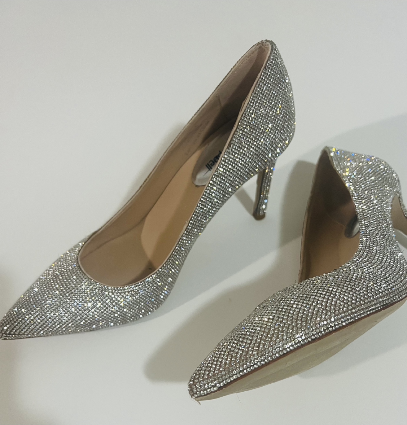 Jeffrey Campbell Silver Rhinestone Heels, Size 7