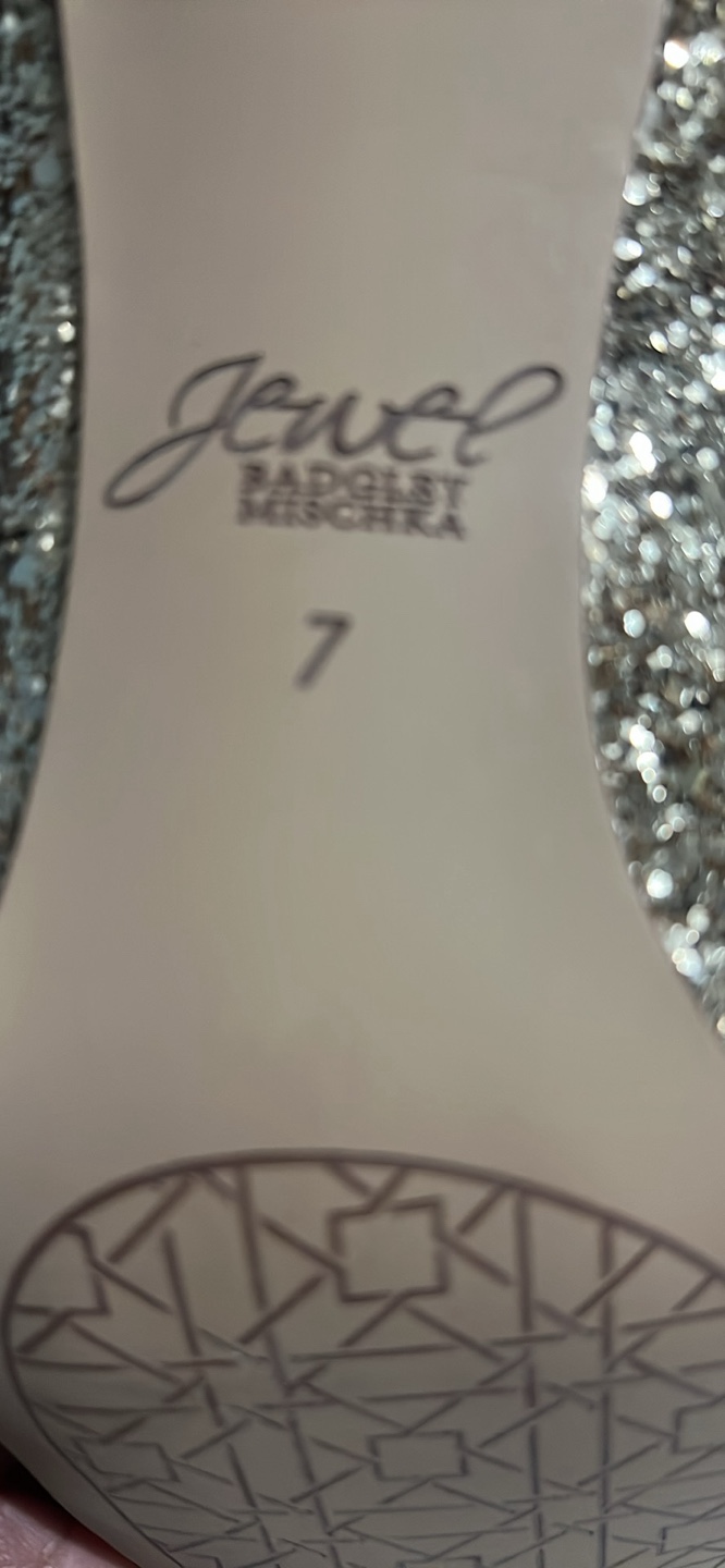 Jewel Badgley Mischka Gold Glitter Heels - Size 7 - photo 3