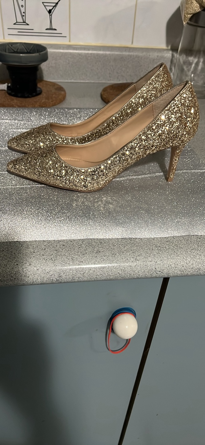 Jewel Badgley Mischka Gold Glitter Heels - Size 7 - photo 2