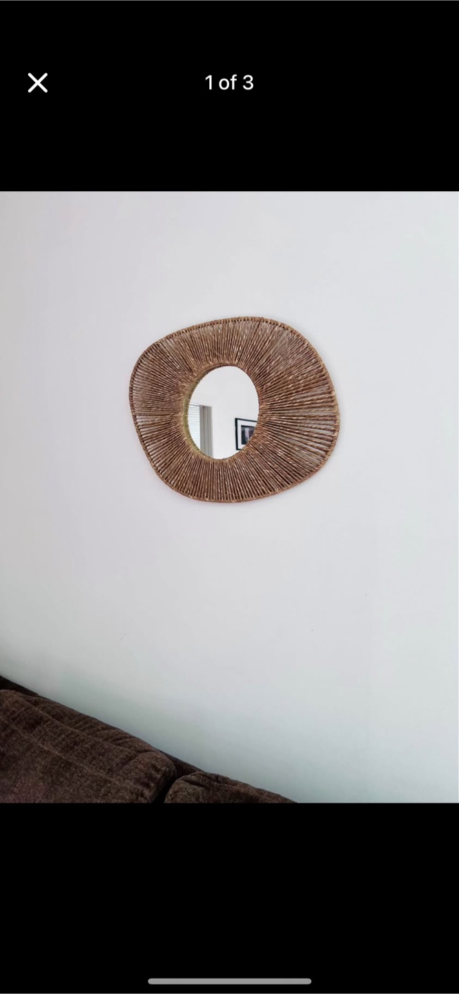 Oval eye shaped Woven Wall Mirror boho style - photo 2