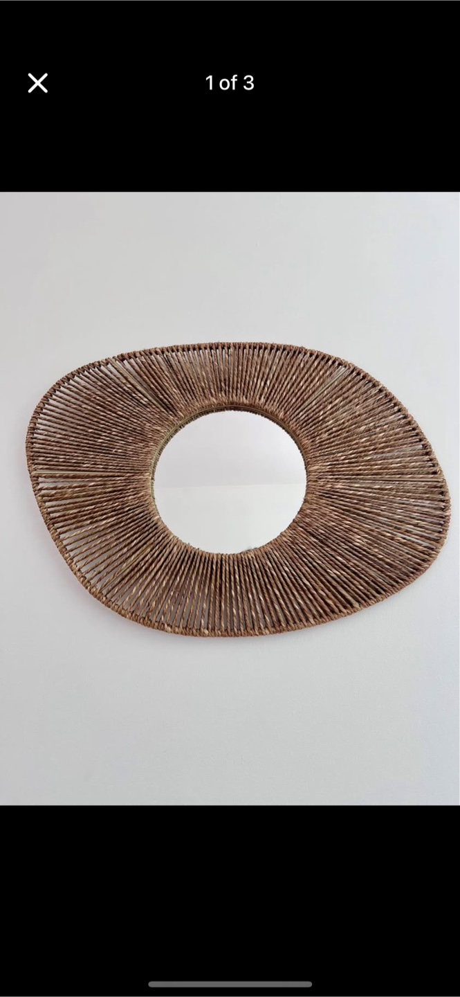 Oval eye shaped Woven Wall Mirror boho style