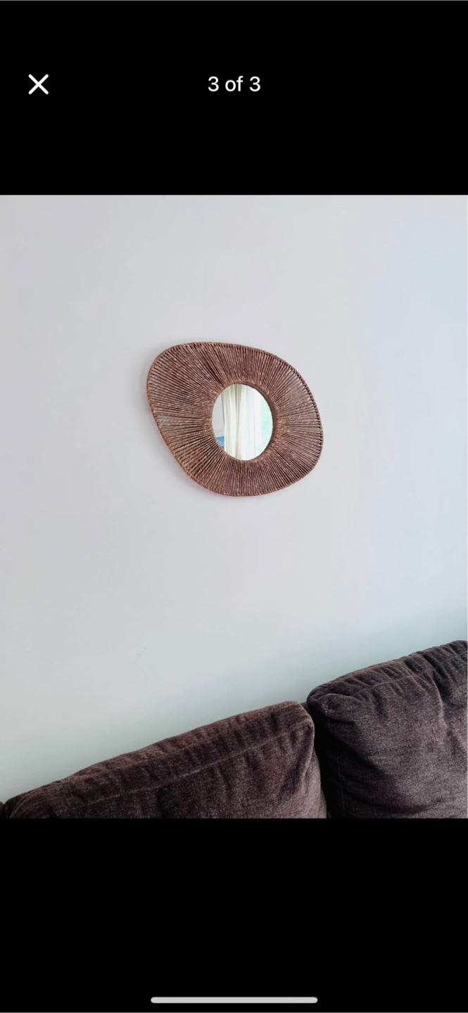 Oval eye shaped Woven Wall Mirror boho style - photo 3
