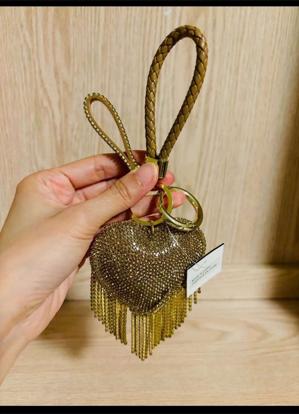 Gold Heart Fringe Bag Charm thumbnail