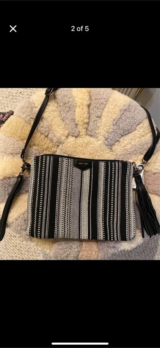 Pixie Mood Michelle Clutch - Black & White Stripe thumbnail