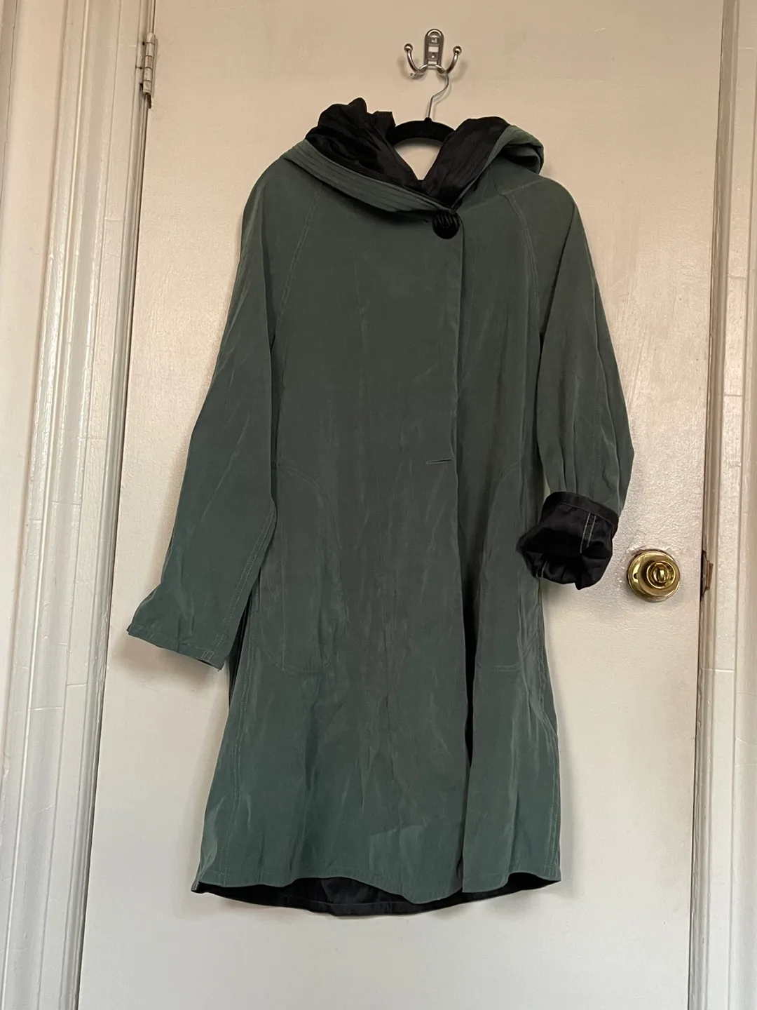 Hooded Coat Raincoat- Green thumbnail