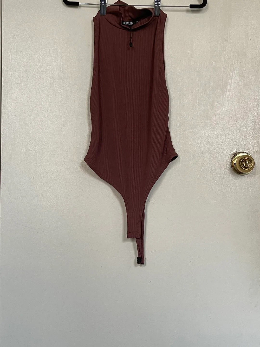 Brown Ribbed Sleeveless Bodysuit thumbnail