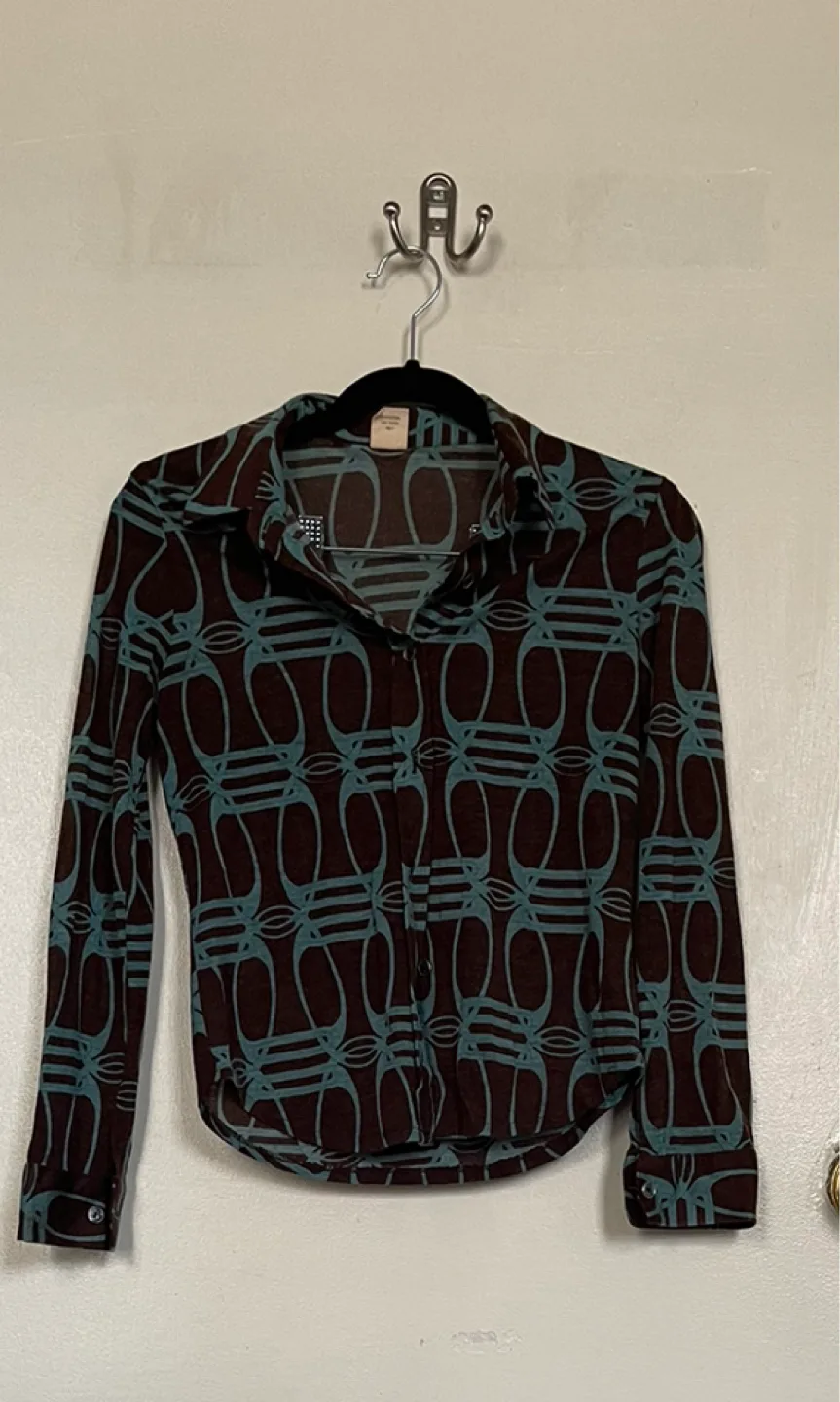 Vintage Brown Patterned Blouse thumbnail