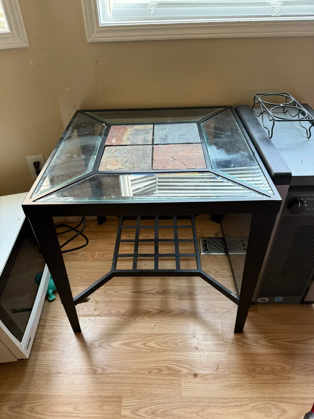 Glass Top Coffee Table with Slate Tile Inlay image indicator(2)