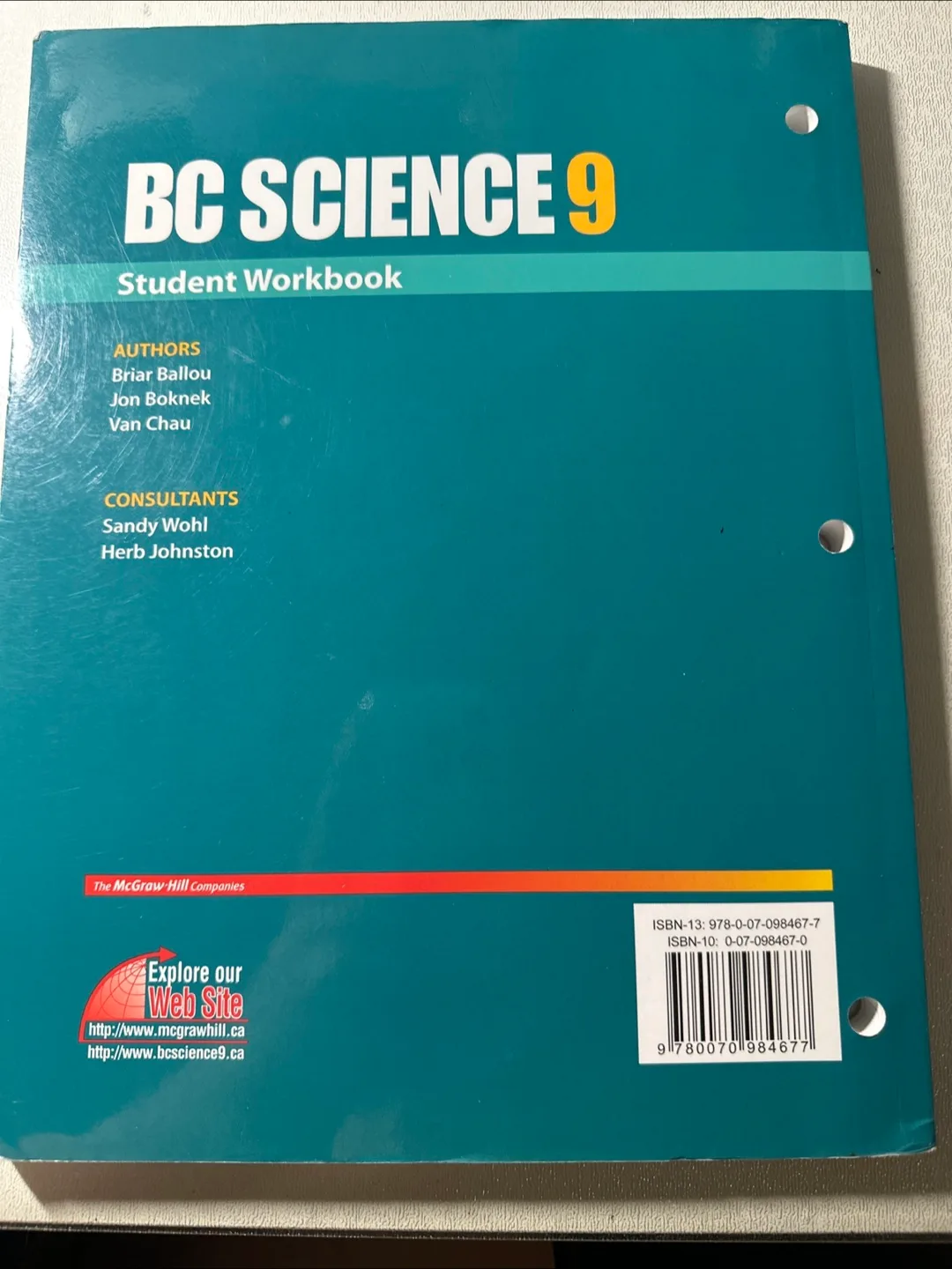BC Science 9 Student Workbook McGraw-Hill Ryerson image indicator(2)