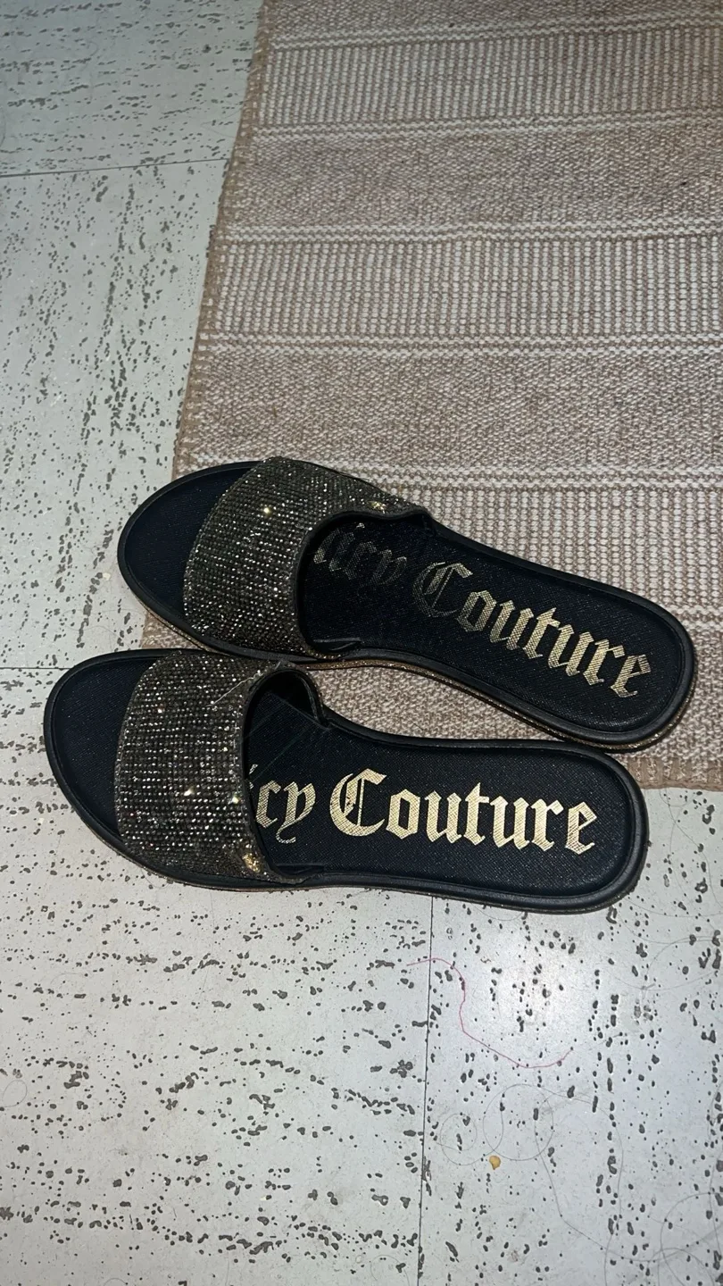 Juicy Couture Black Rhinestone Slides thumbnail