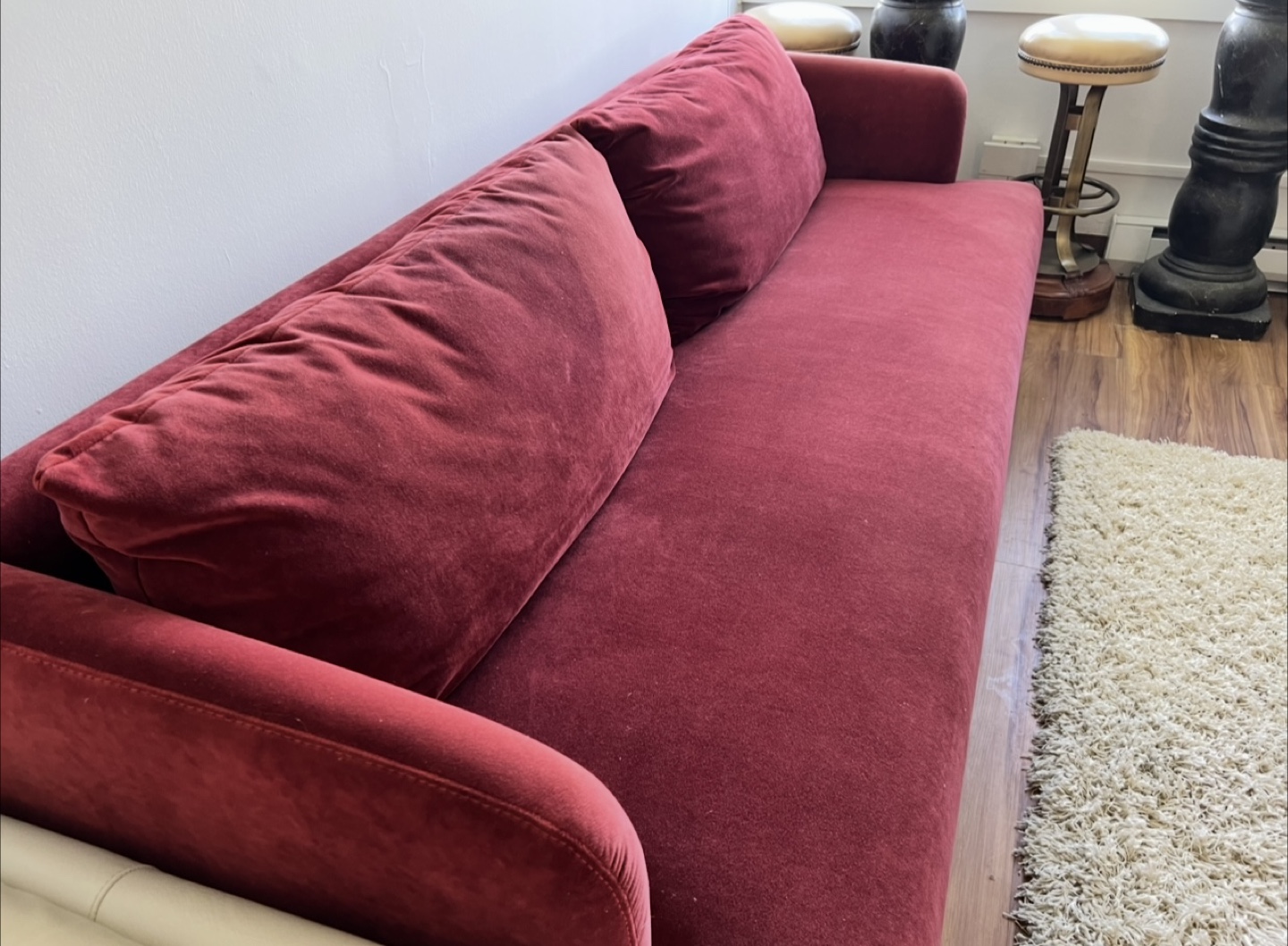 CB2 Ronan Burgundy Velvet Sofa - photo 2