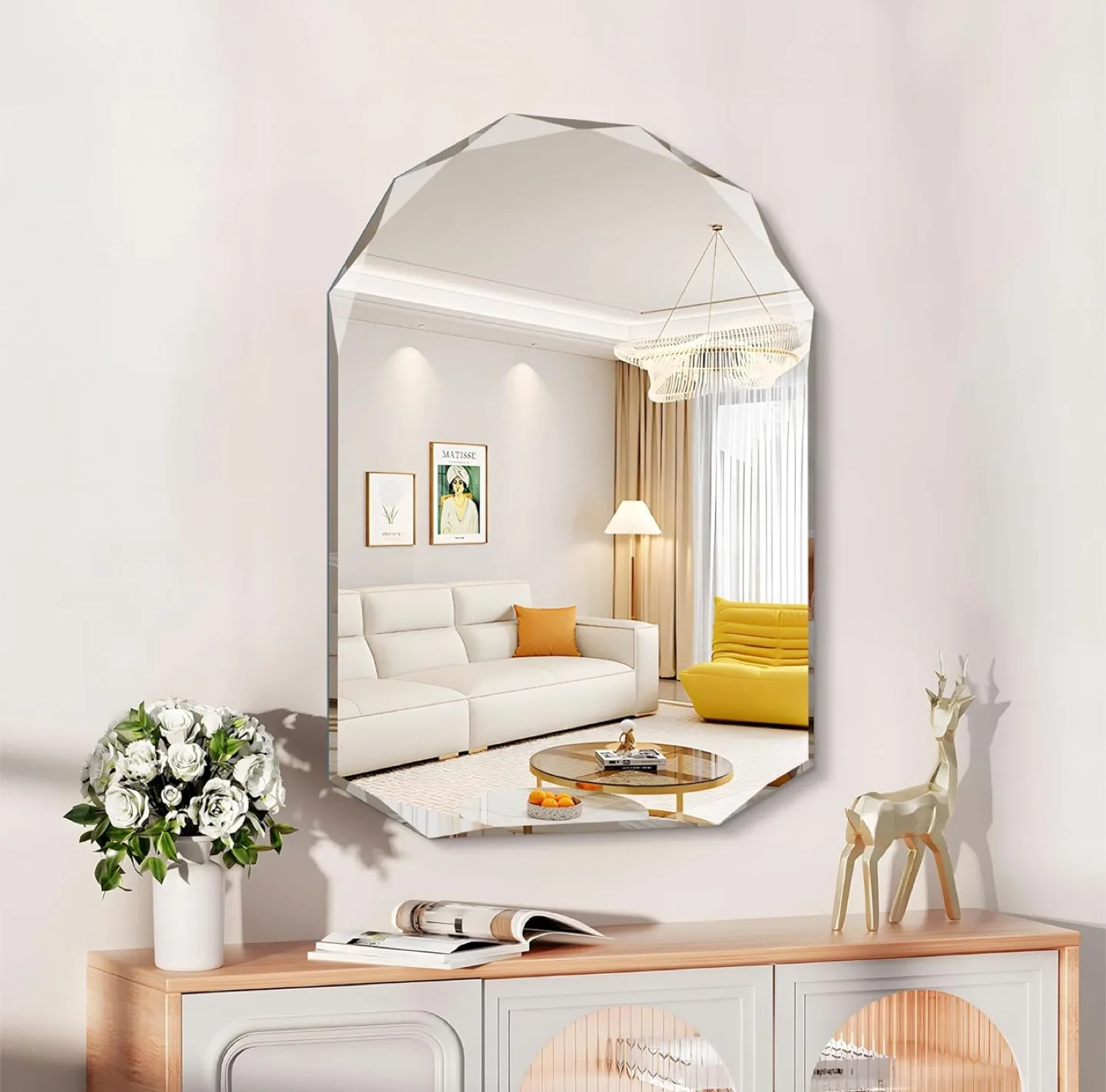 Arched Mirror, 24" x 36" Modern Frameless Beveled Edge Wall Moun thumbnail