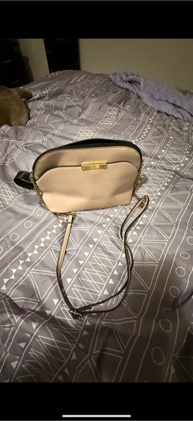 Beige Crossbody Bag with Gold Chain