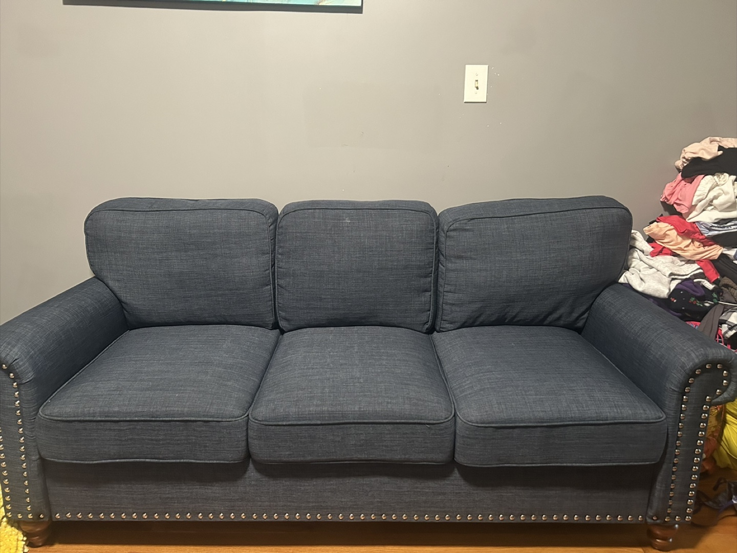 Blue Three-Seat Sofa