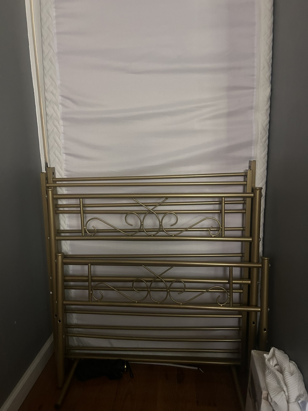 Gold Metal Bed Frame and mattress