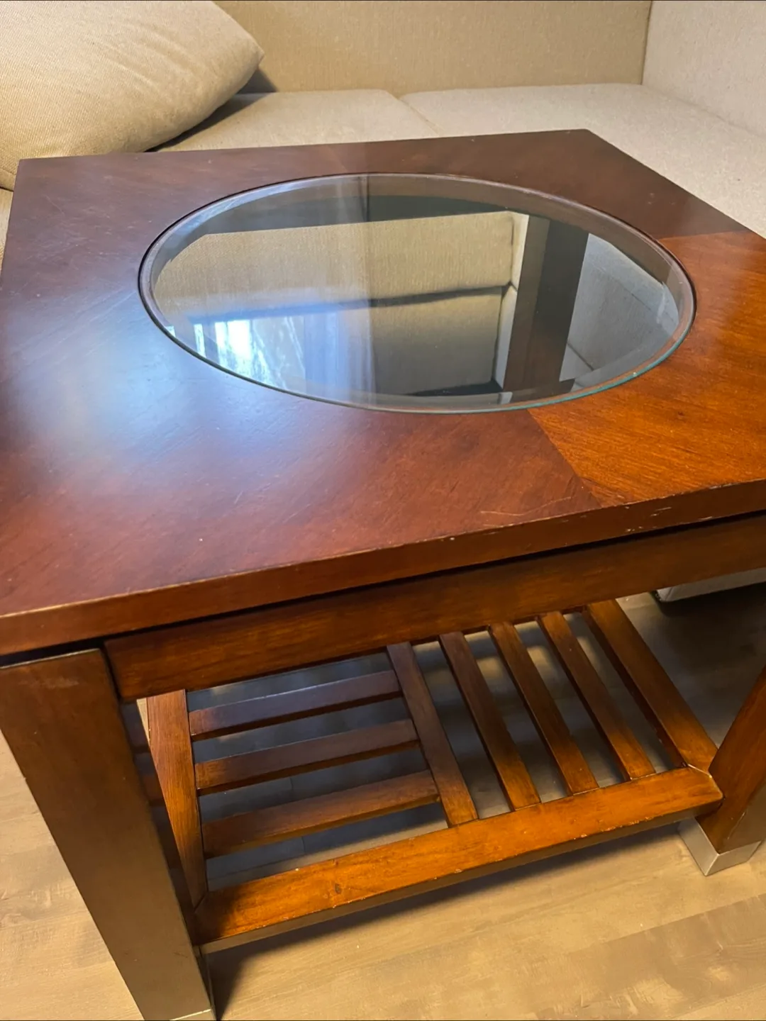 Wood Coffee Table with Glass Insert thumbnail