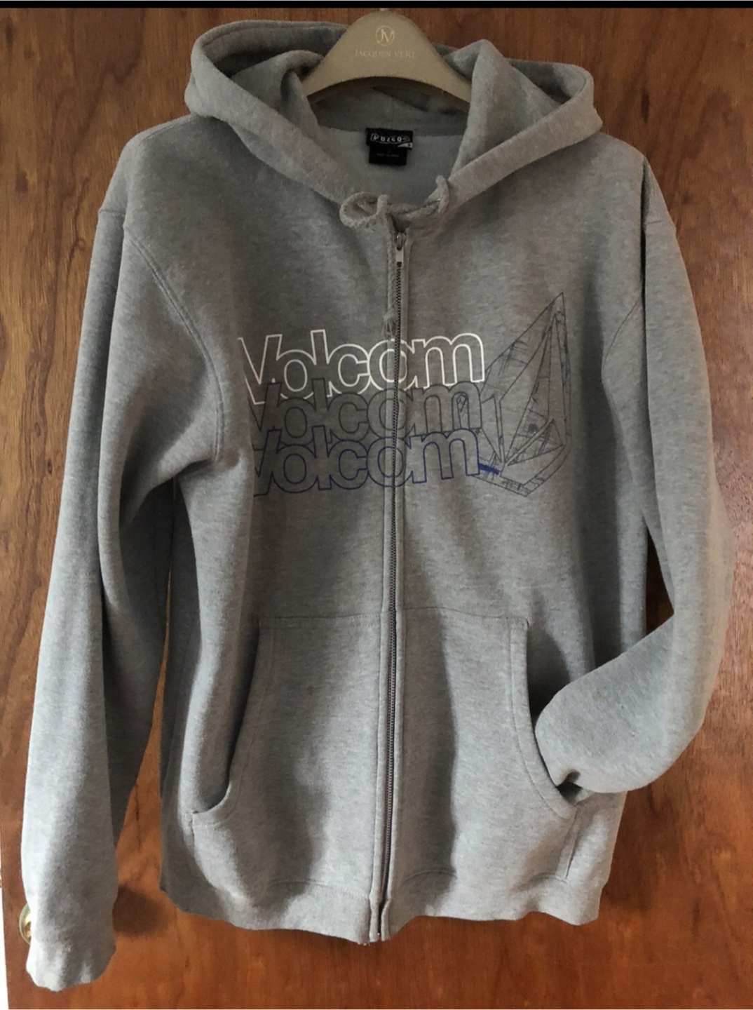 Volcom Grey Zip-Up Hoodie - Size Small