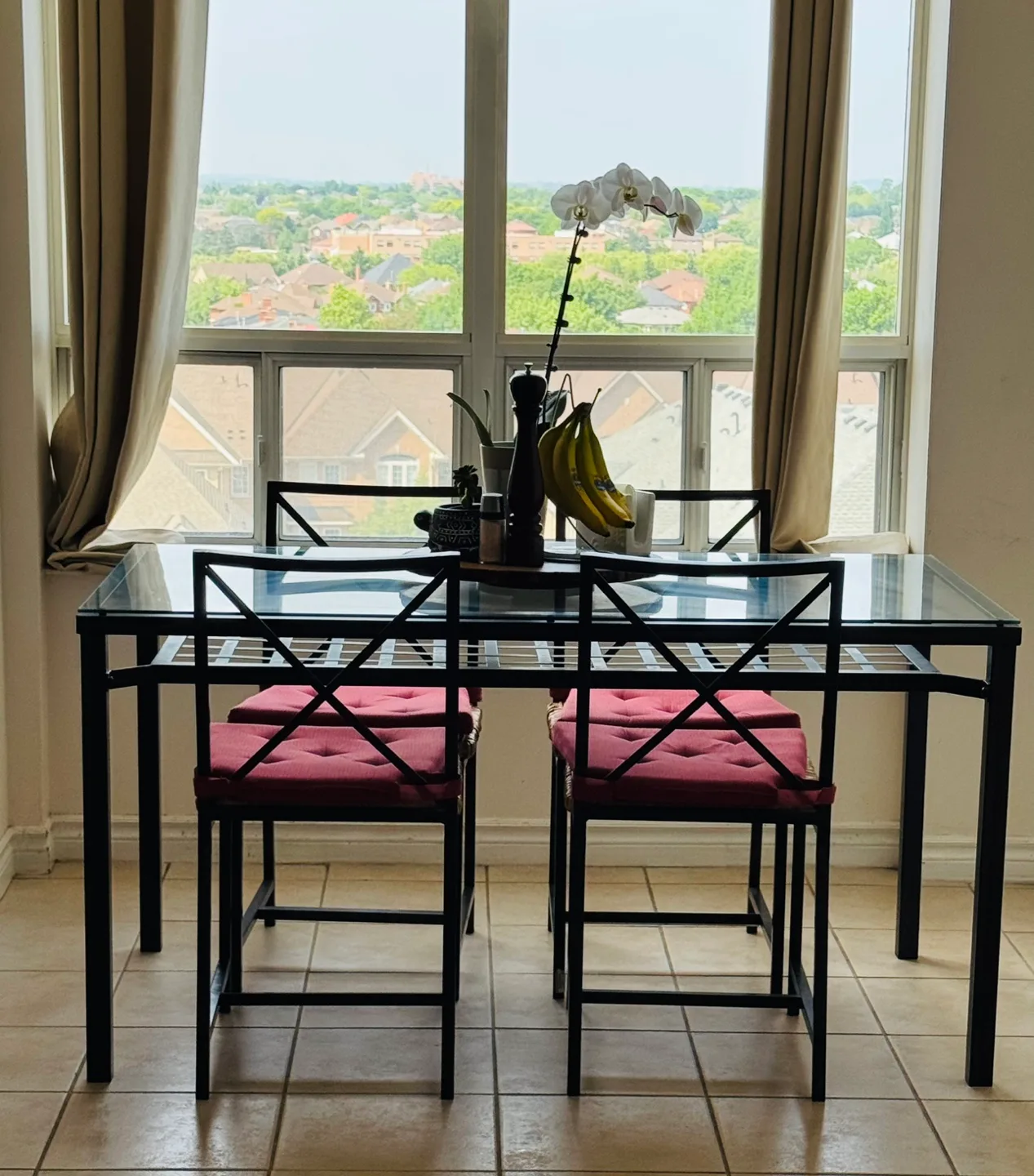 Glass Top Dining Table with 4 Chairs thumbnail